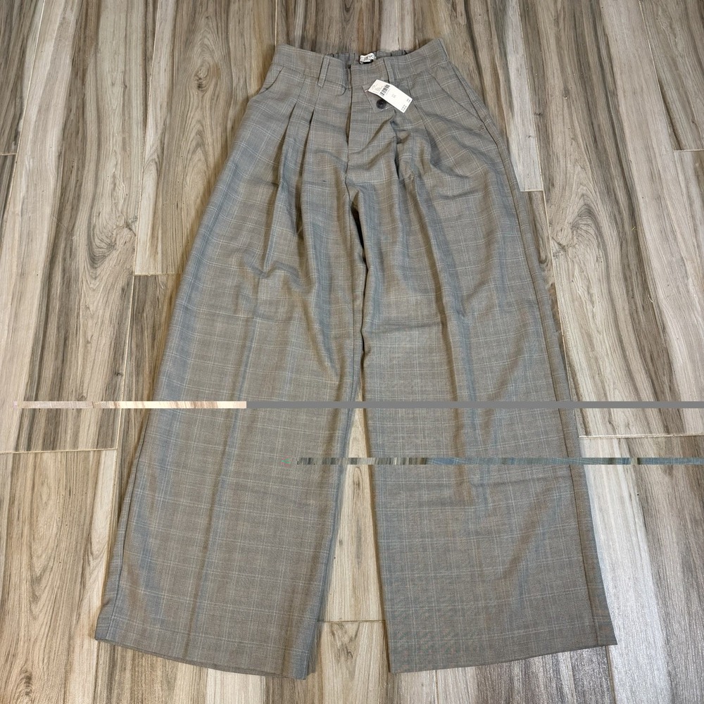 NWT Avery Menswear Trousers Maeve Plaid Grey XS Classic Preppy Career Wide Leg - Picture 4 of 13